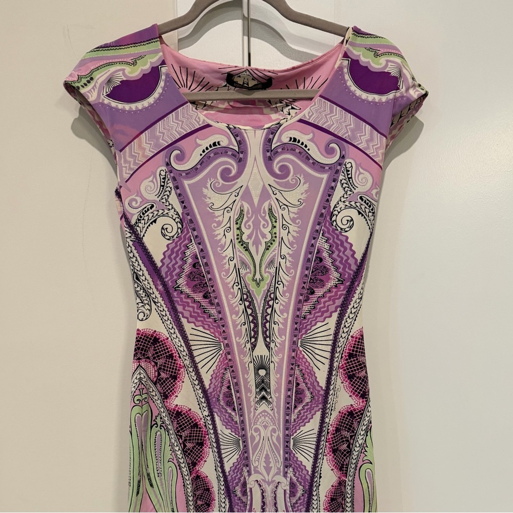 ROBERTO CAVALLI JACQUARD PRINT TRUMPET MINI DRESS Size 42 US 6 / 8 medium - Picture 5 of 16